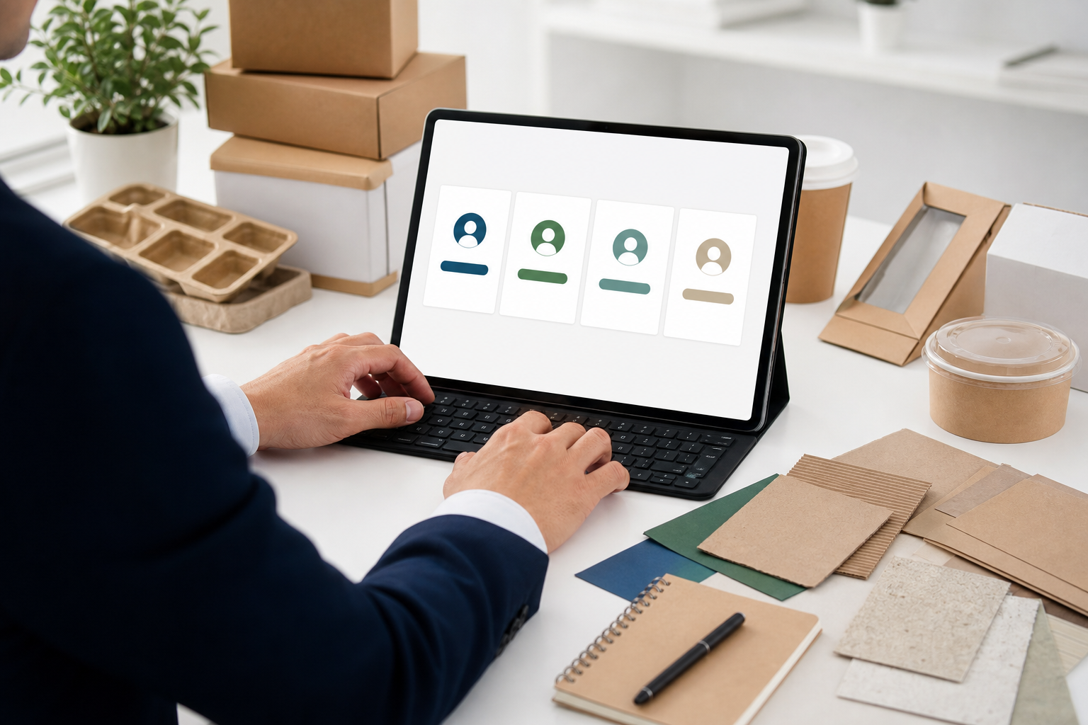Business user choosing a packaging ecosystem account role